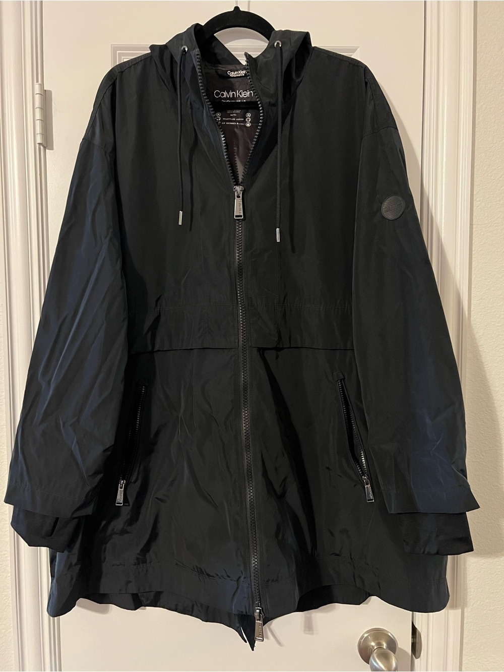 Calvin Klein Black Hooded Zip-Front Jacket